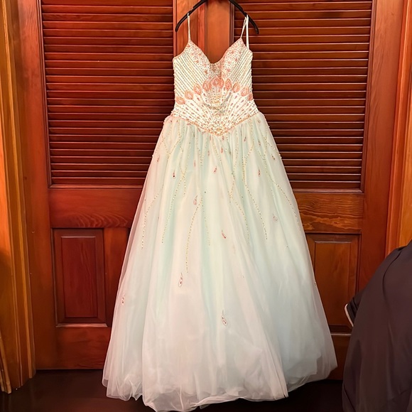 Precious Formals Dresses & Skirts - Precious Formals Ball Gown with Peacock Inspired Bodice Beading